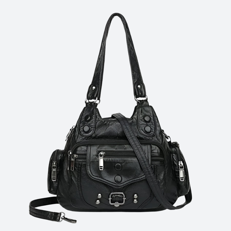 Two-Tone Buckle Detail Shoulder Bags