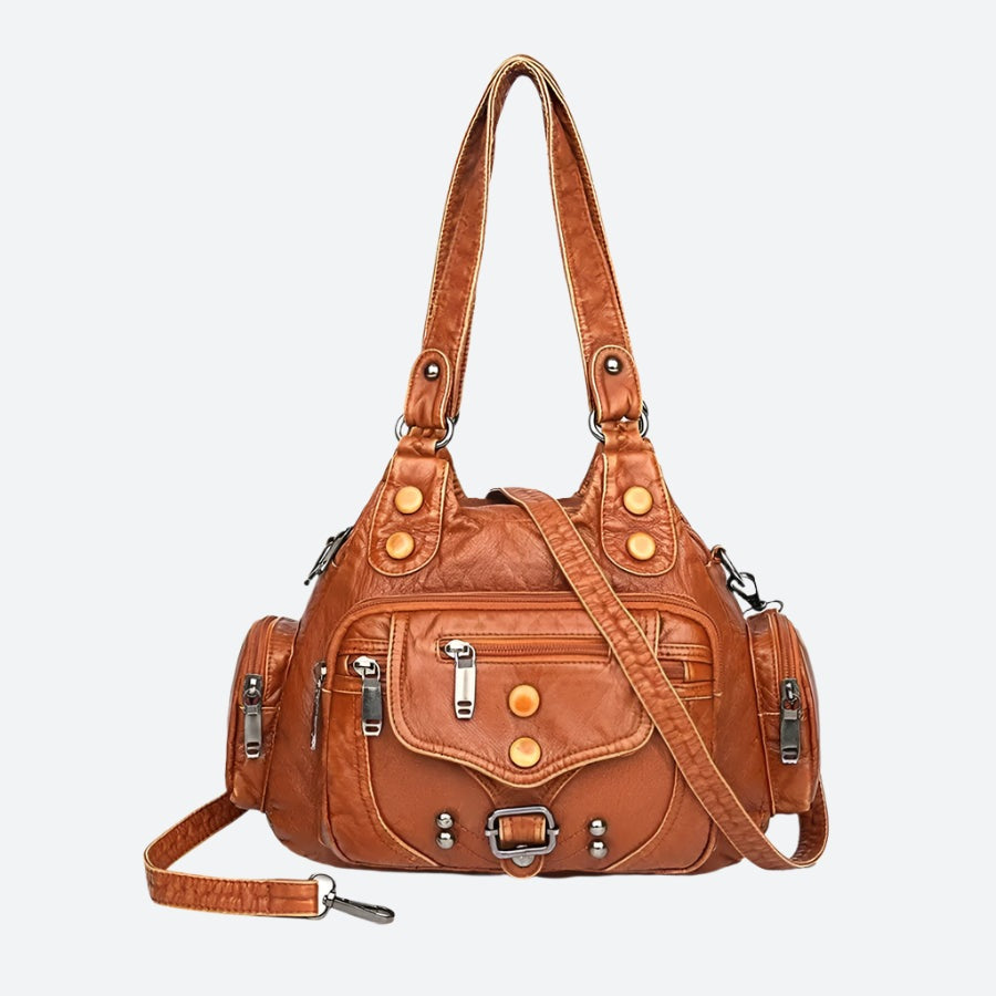 Two-Tone Buckle Detail Shoulder Bags