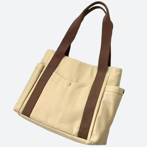Two-Tone Canvas Shoulder Tote Bags