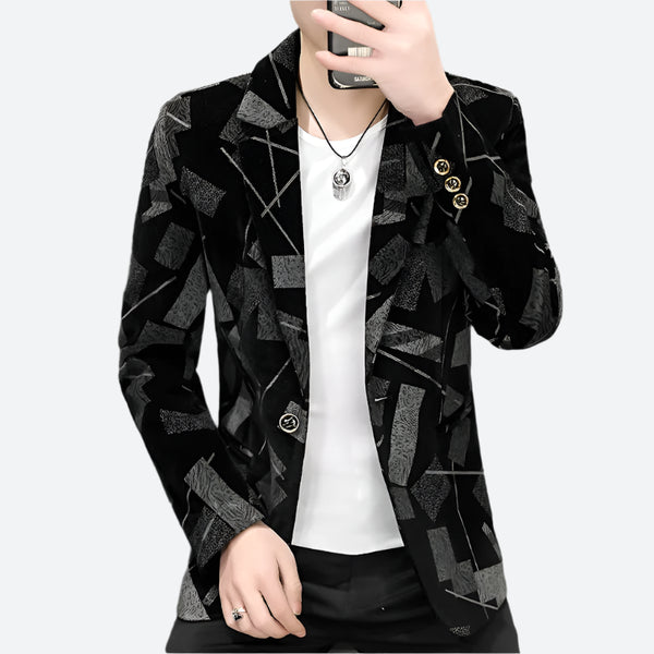 Velvet Patterned One-Button Party Blazers