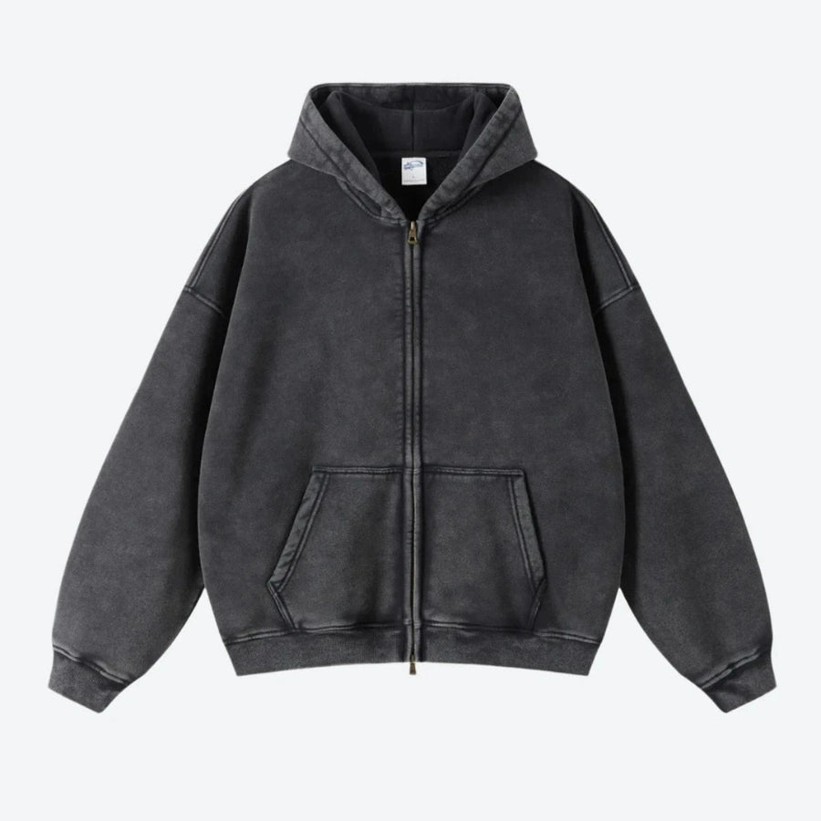 Vintage Full-Zip Casual Hooded Sweatshirts