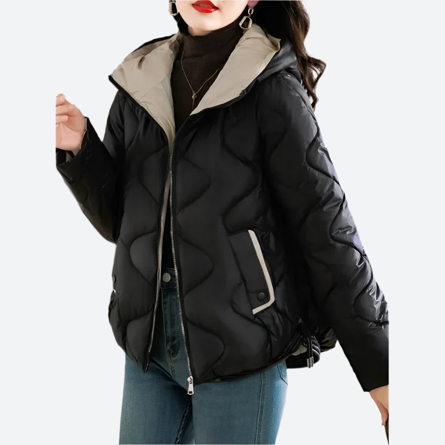 Warm Hooded Zip-Up Puffer Jackets