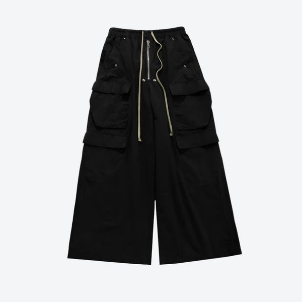 Wide-Leg Drawstring Multi-Pocket Cargo Pants