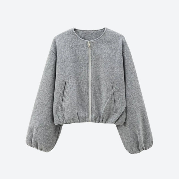Zip-Up Elastic Hem Bomber Jackets
