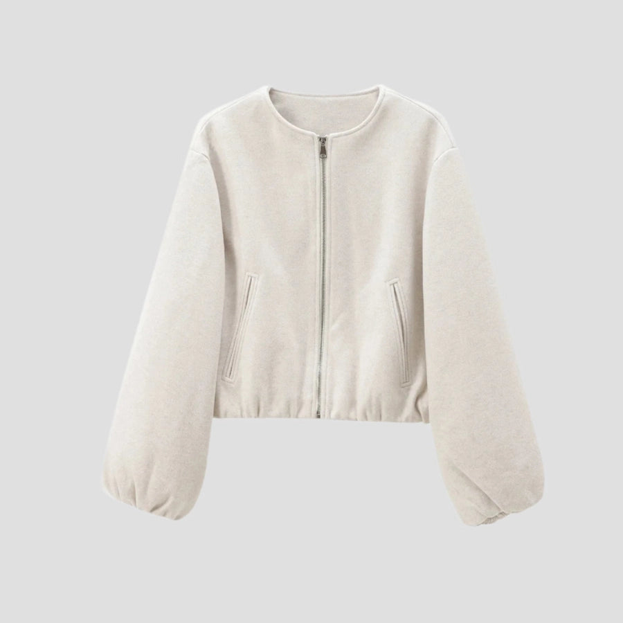 Zip-Up Elastic Hem Bomber Jackets