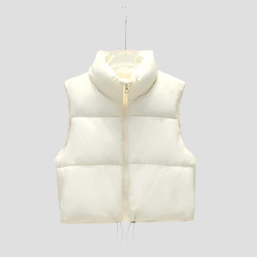 Zip-Up High-Neck Puffer Vest Jackets