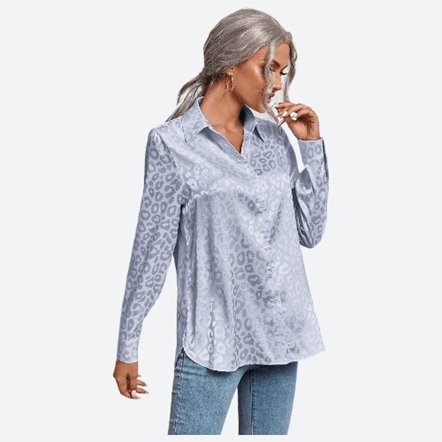 Elegant Long-Sleeve Satin Button Shirts