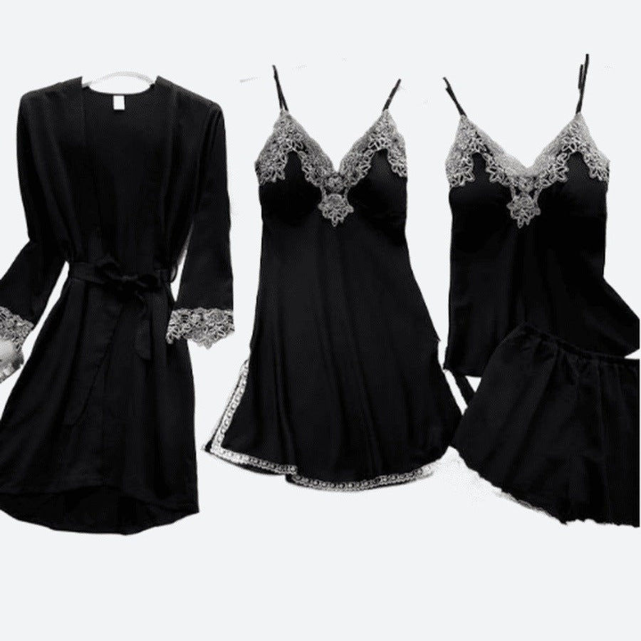 Lace Trimmed Satin Nightwear Sets