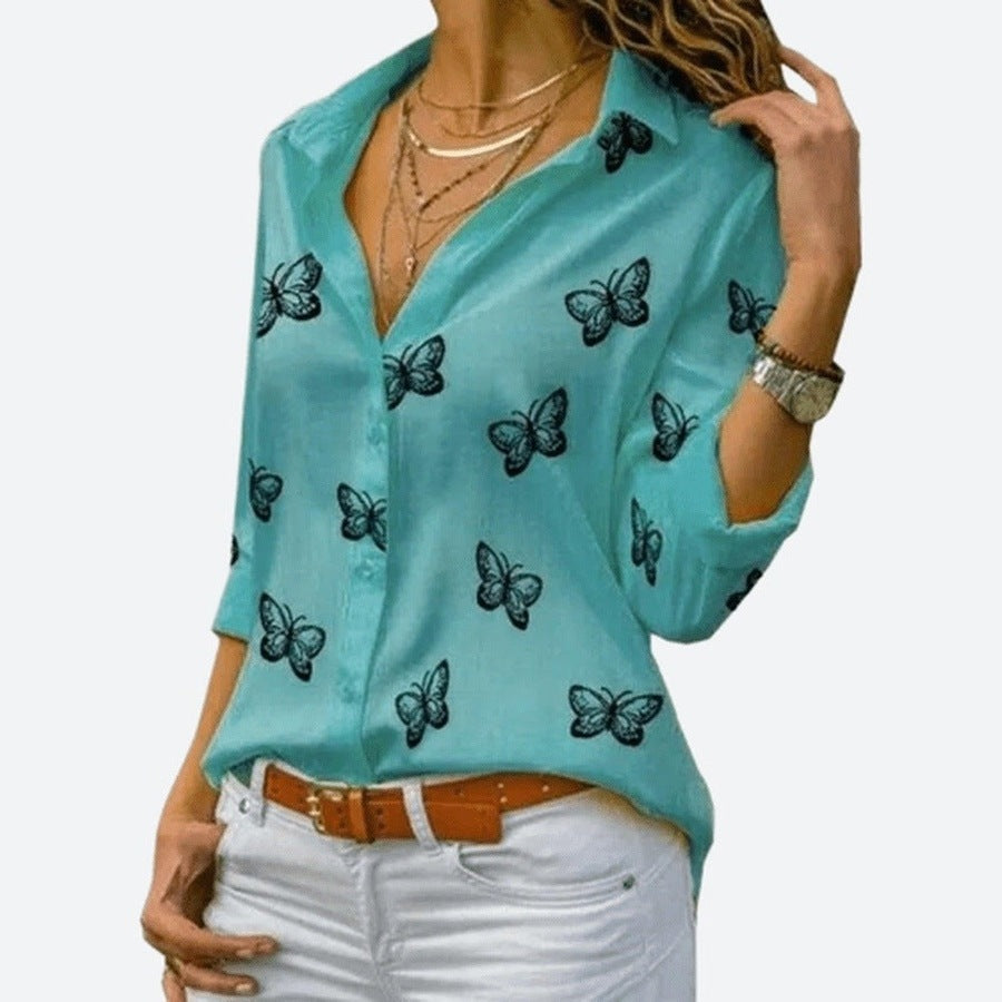Loose Butterfly Printed Shirts