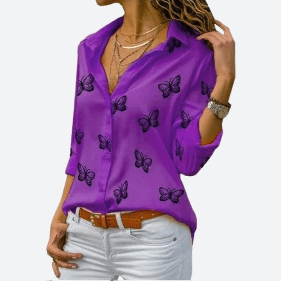 Loose Butterfly Printed Shirts