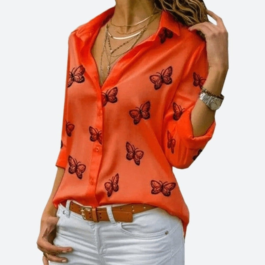 Loose Butterfly Printed Shirts