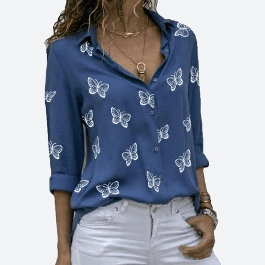 Loose Butterfly Printed Shirts