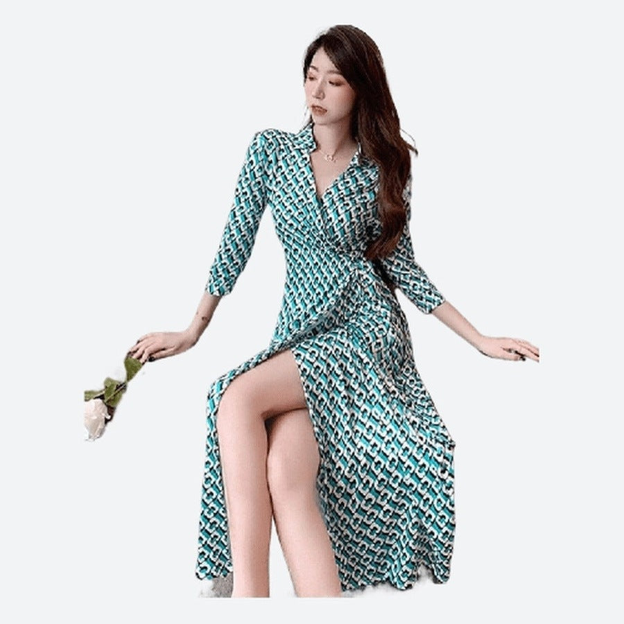 Stylish Three-Quarter Sleeve Wrap Dresses